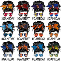 Load image into Gallery viewer, 32 Football Teams Messy Bun GAME DAY Girl Designs Bundle PNG
