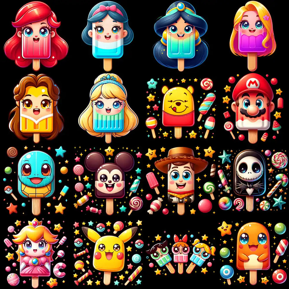 15 Summer Ice Cream Cartoon Designs Bundle PNG