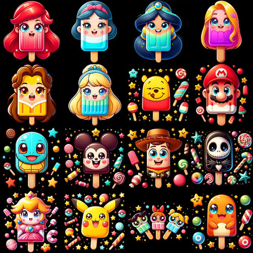 15 Summer Ice Cream Cartoon Designs Bundle PNG