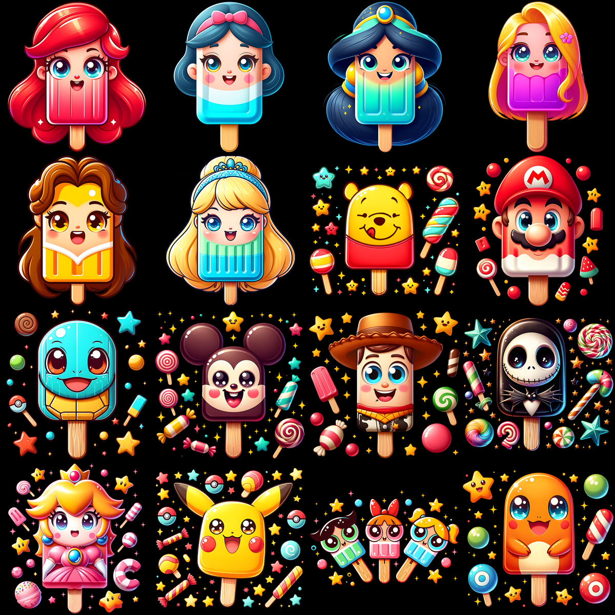 15 Summer Ice Cream Cartoon Designs Bundle PNG