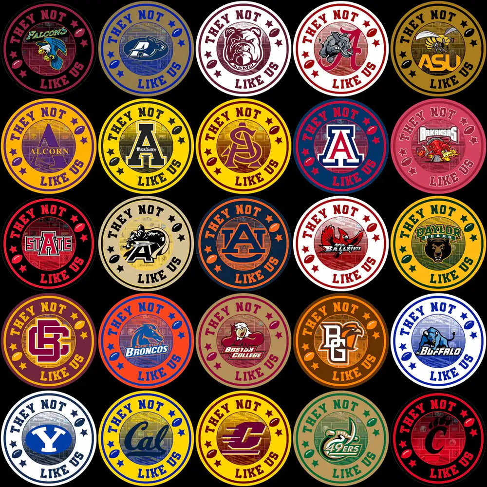 128 College NCAA They Not Like Us Circles Logos PNG Designs Bundle