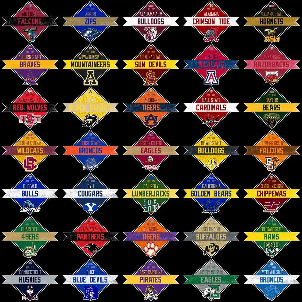 129 College NCAA City Ribbon Typography Logo PNG Designs Bundle