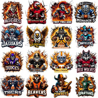 Load image into Gallery viewer, 130 College Football NCAA Teams Mascots on Fire Designs Bundle PNG
