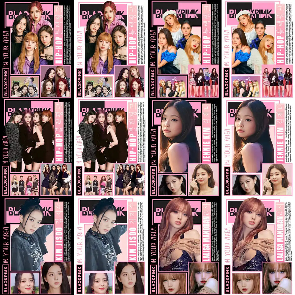 7 KPOP Music BLACKPINK Streetwear White + Black Designs Bundle PNG
