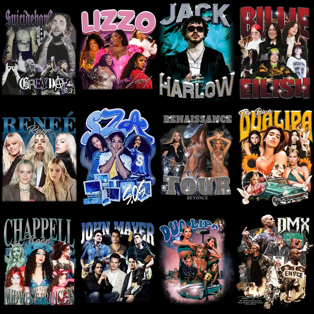 43 Music Stars Bootleg Mixed Designs Bundle PNG