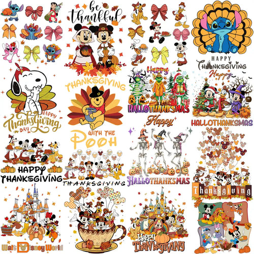 Paquete de 55 diseños PNG de mezclas de dibujos animados de Acción de Gracias Otoño V2