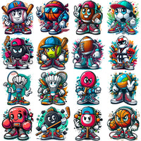 Load image into Gallery viewer, 30 Cartoons Sports Mascots Designs Bundle PNG
