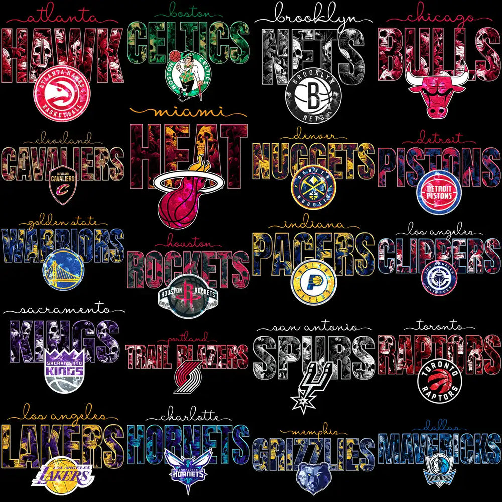30 Basketball Teams Gothic Skulls Designs Bundle PNG