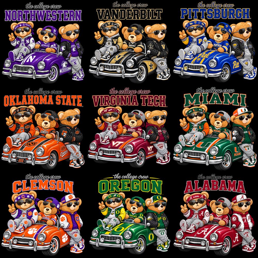 55 College Football Teddy Bears Crew NCAA Teams Designs Bundle PNG