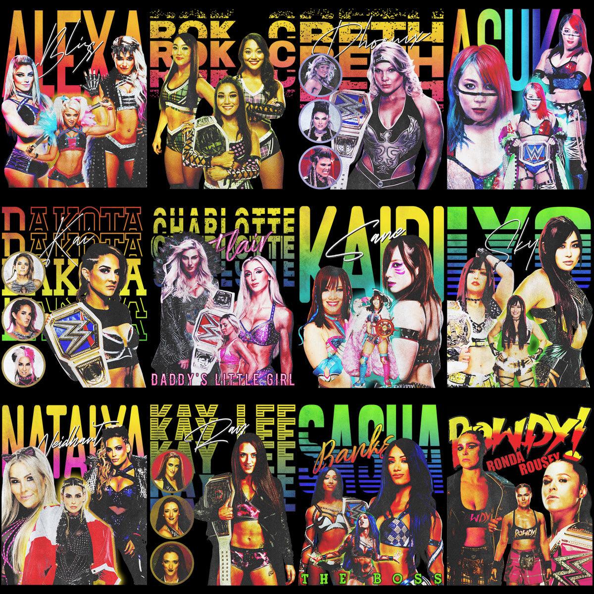 30 Wrestling Divas Stars Pack Designs Bundle PNG