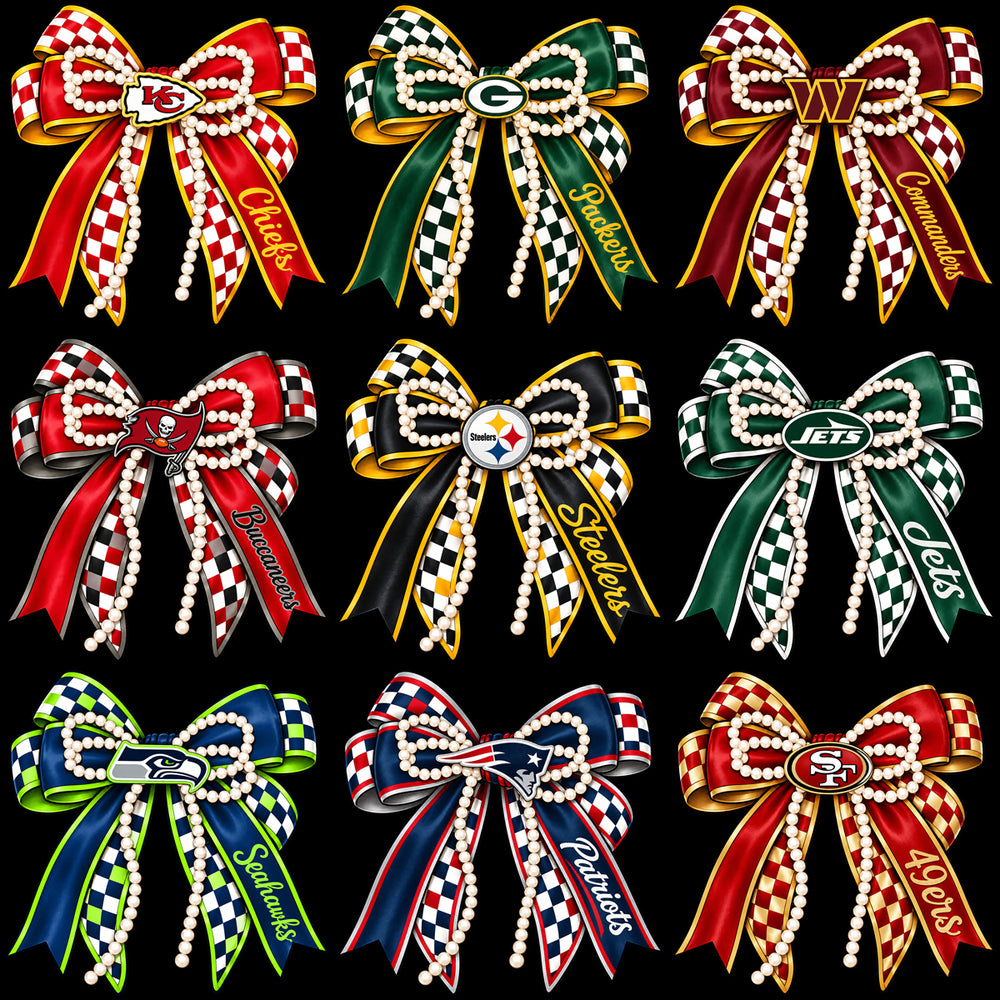32 Football Teams Bow Pearl Festive Designs Bundle PNG