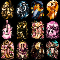 Load image into Gallery viewer, 66 Cowgirl Rodeo Western Coastal Halftone Designs Bundle PNG
