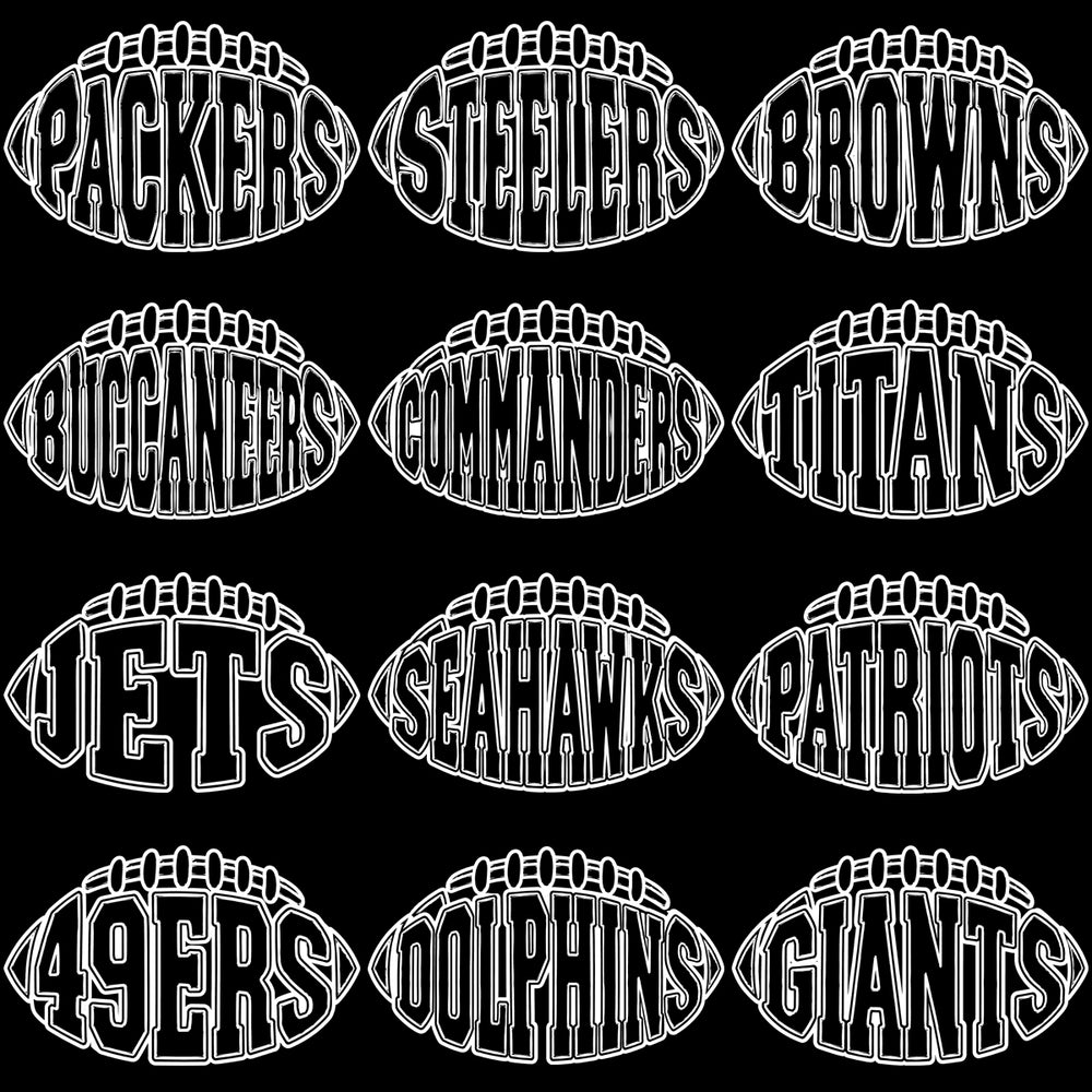32 Football Teams Shaped Typography Outline Designs Bundle PNG