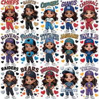 Load image into Gallery viewer, 32 Football Teams Fan Girl Designs Bundle PNG
