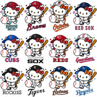 Load image into Gallery viewer, 30 Baseball League Teams Logo Hello Kitty Designs Bundle PNG SVG

