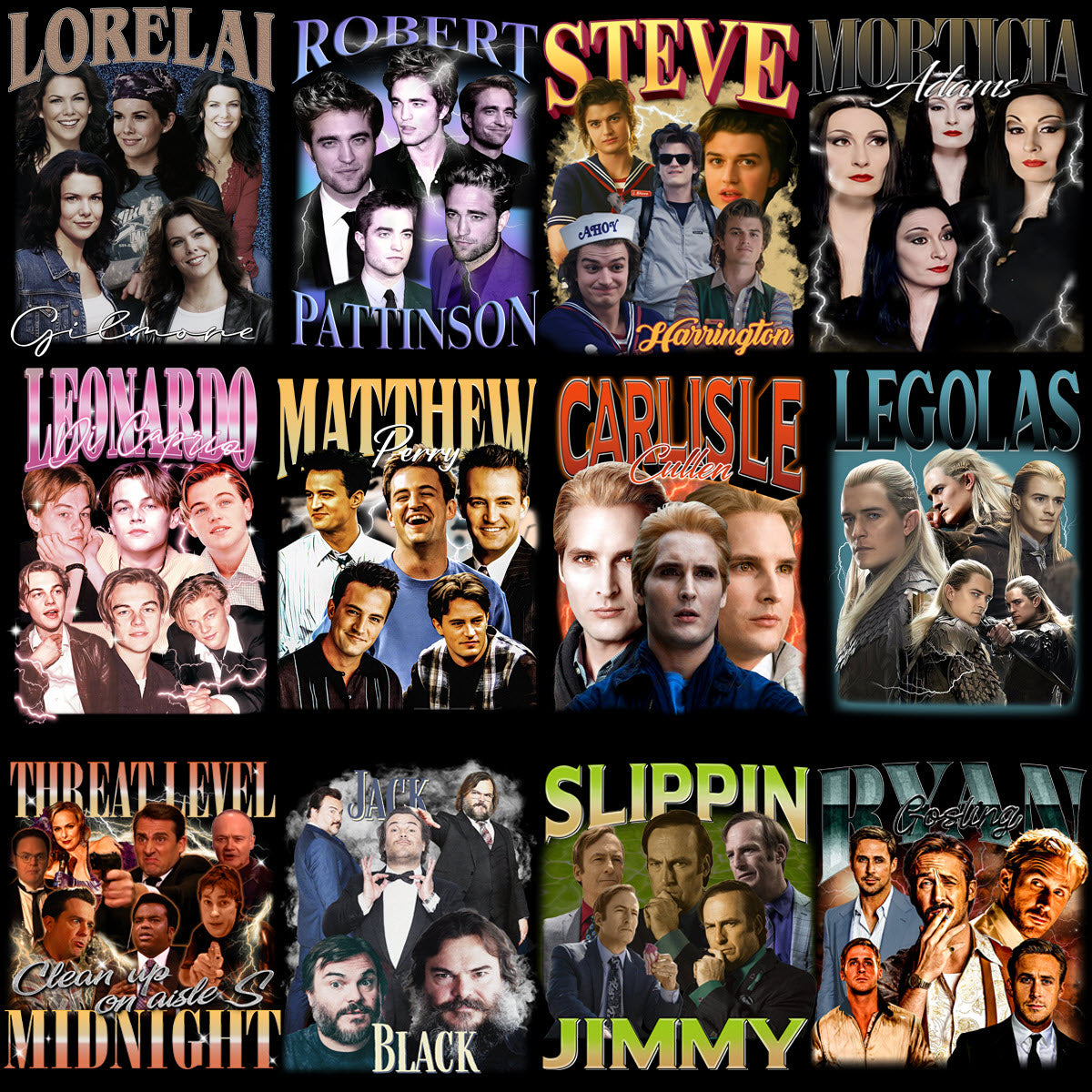51 Popular Movies Series Artists Bootleg Designs Bundle PNG