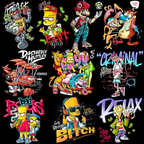 24 Streetwear Cartoons Graffiti Designs Bundle PNG