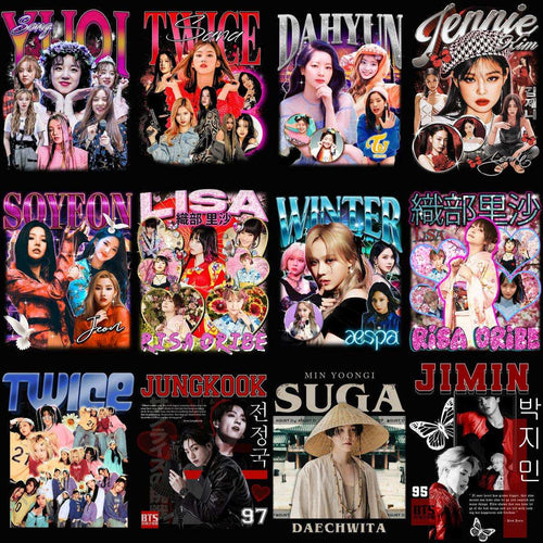 30 KPOP Musik Streetwear Bootleg Designs Bundle PNG