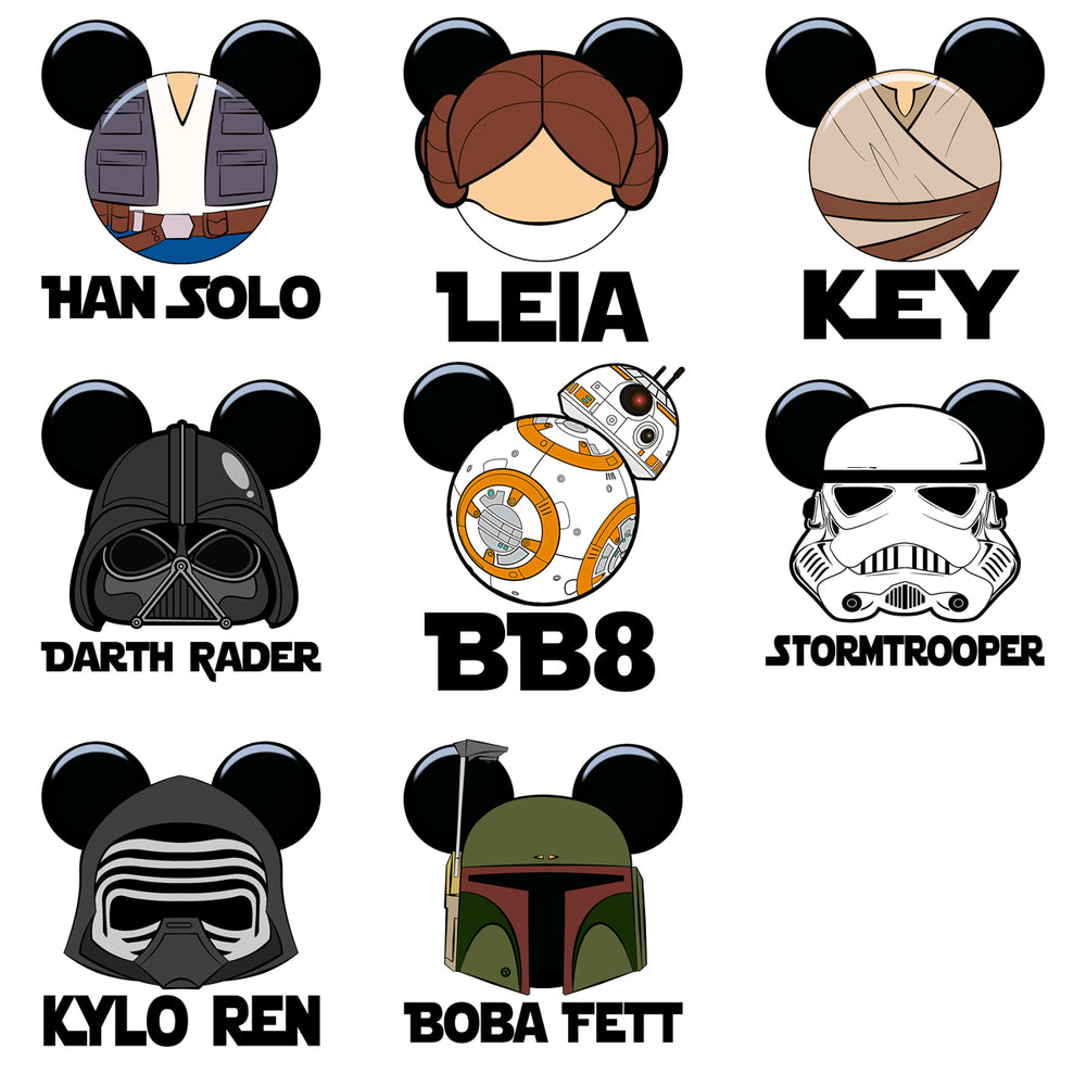 20 Star Wars X Disney Cartoons Designs Bundle PNG