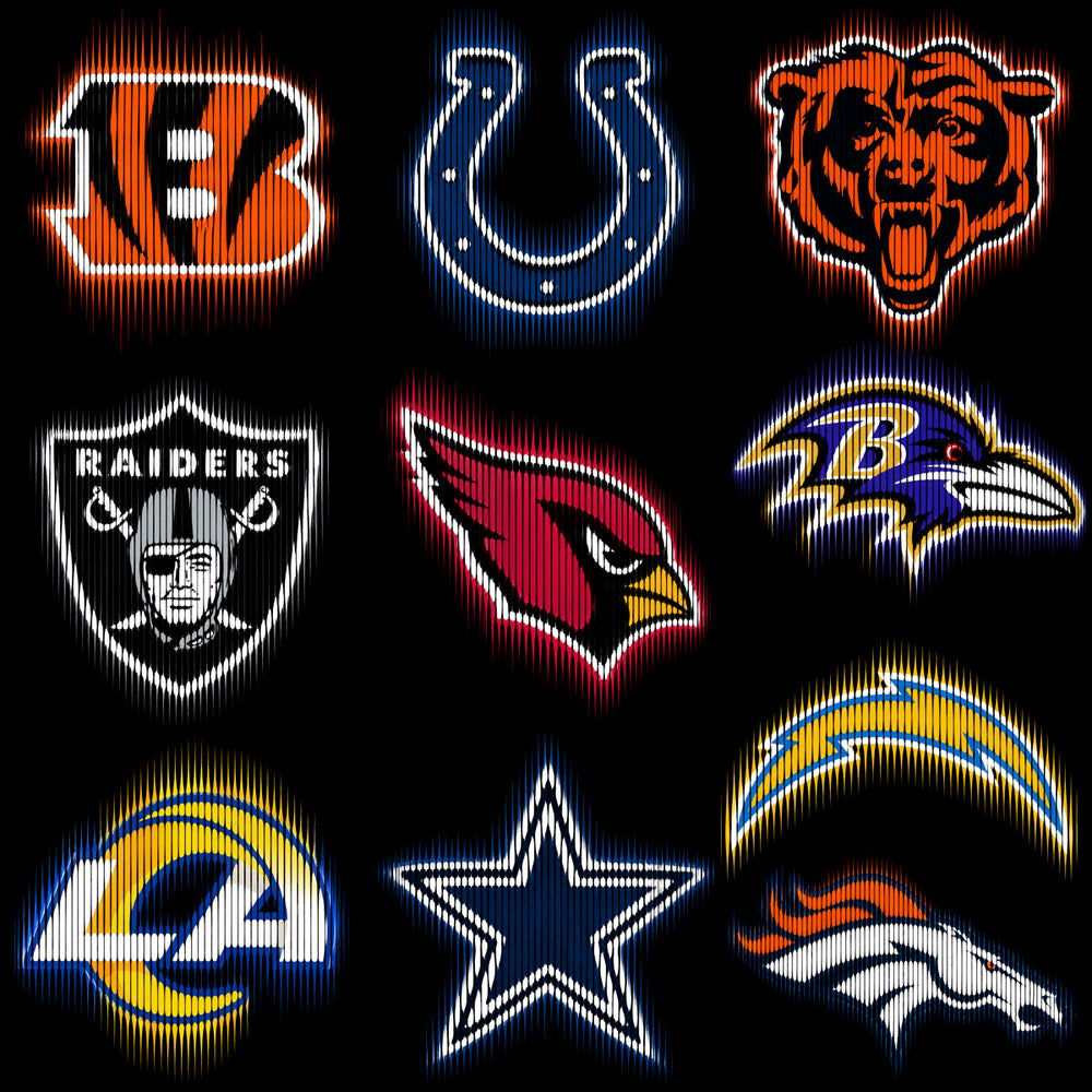 32 Football Teams Logo Stroke Lines Rays Designs Bundle PNG