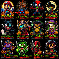 Load image into Gallery viewer, 20 Horror Pop Culture Zombies Halftone Designs Bundle PNG

