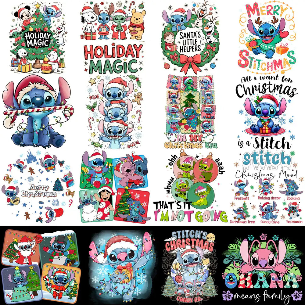 100 Cartoons CHRISTMAS Stitch Designs Bundle PNG