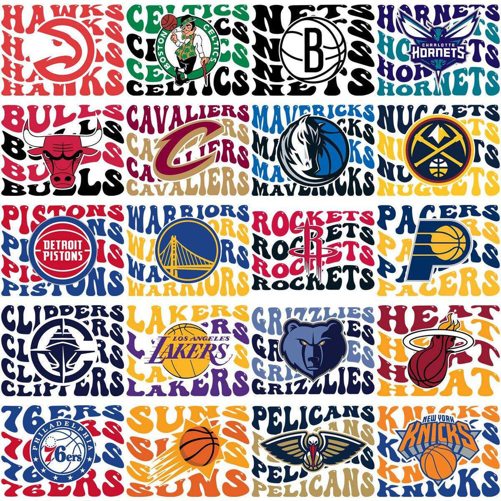 30 Basketball Wavy Teams Designs Bundle PNG + AI
