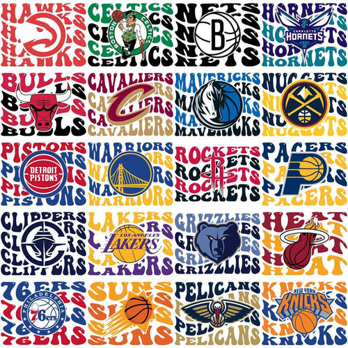 30 Basketball Wavy Teams Designs Bundle PNG + AI