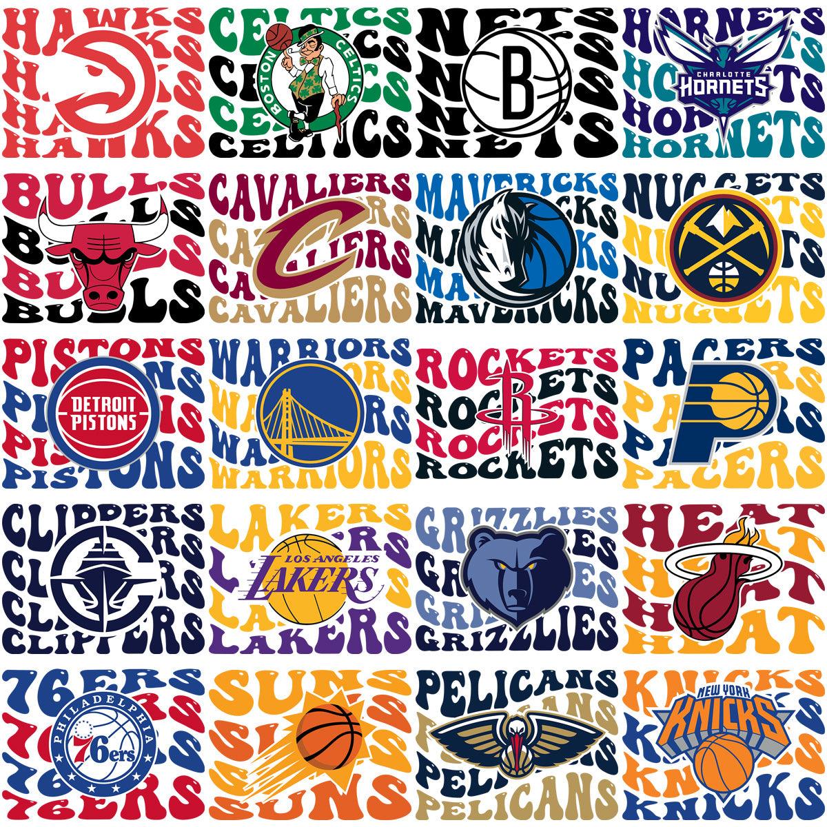 30 Basketball Wavy Teams Designs Bundle PNG + AI