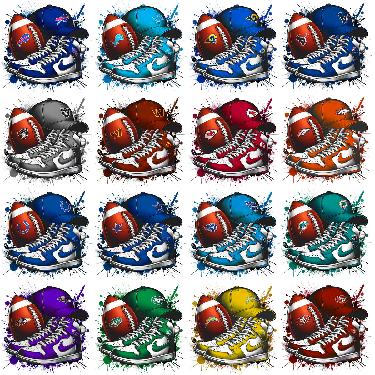 32 Swoosh Shoes Football Teams Designs Bundle PNG