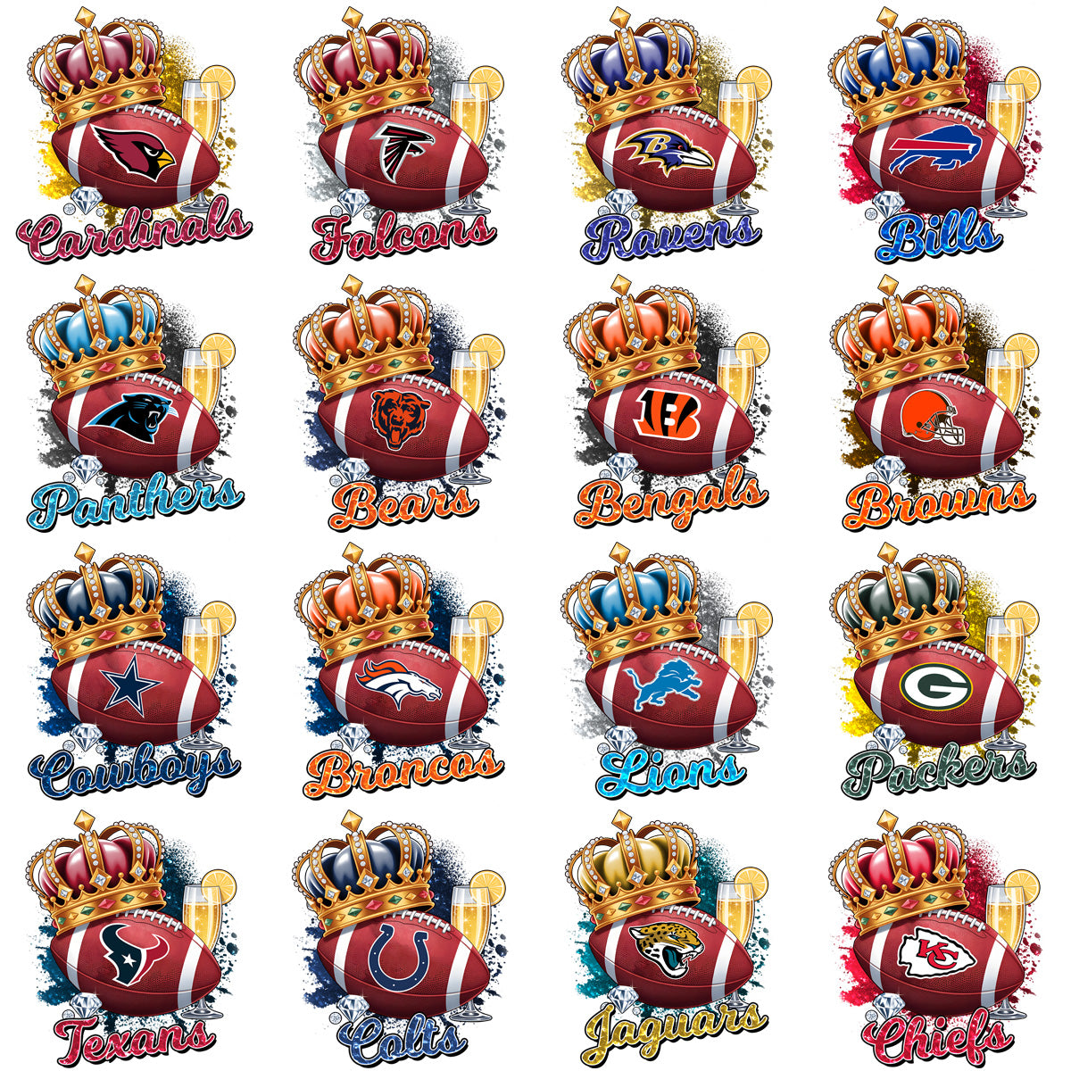 32 Football Luxury King Teams Designs Bundle PNG