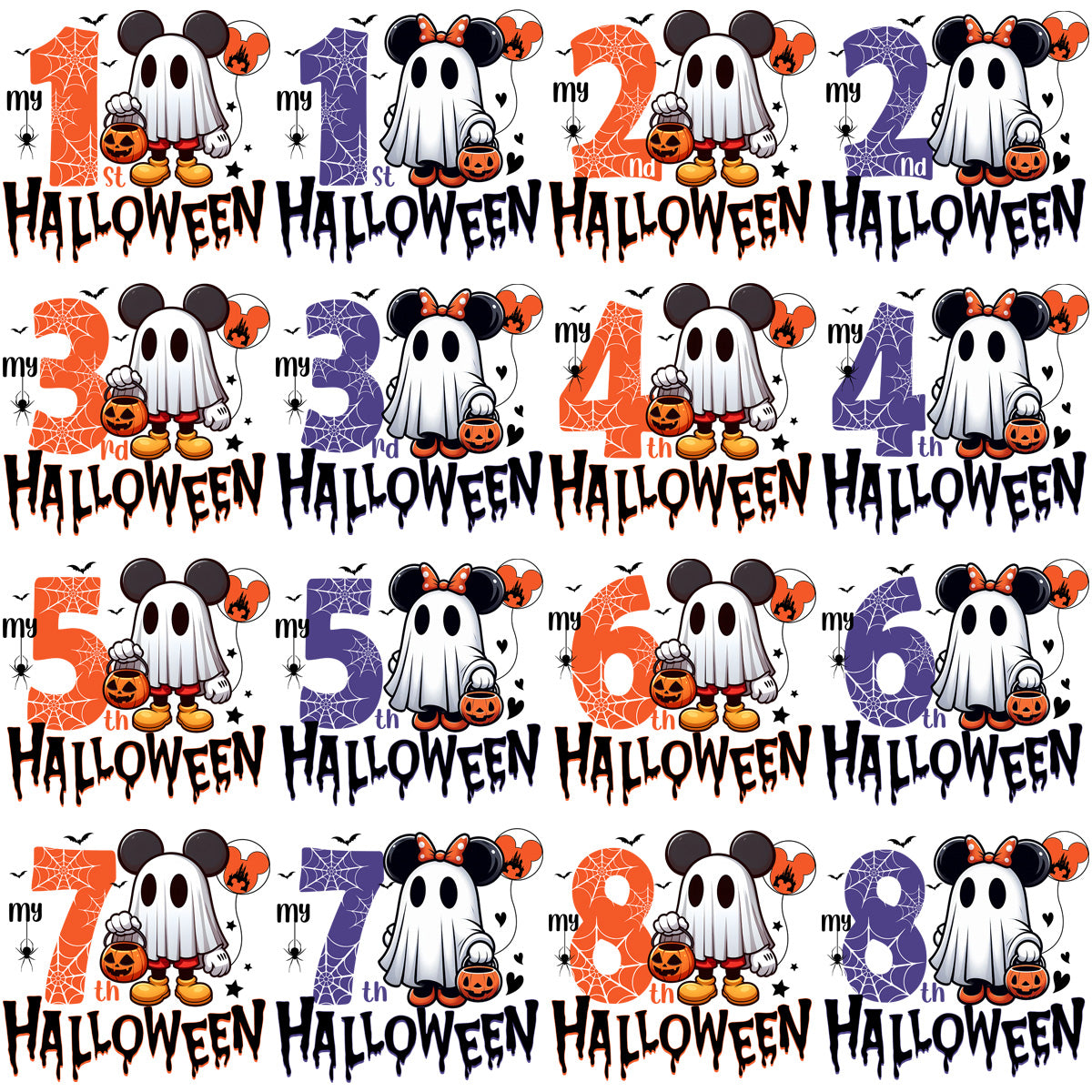 10 Horror Birthday Halloween Anniversary Dual Colors Designs Bundle PNG