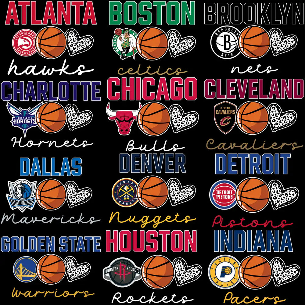 30 Leopard Heart Basketball Love Teams Logo Designs Bundle PNG
