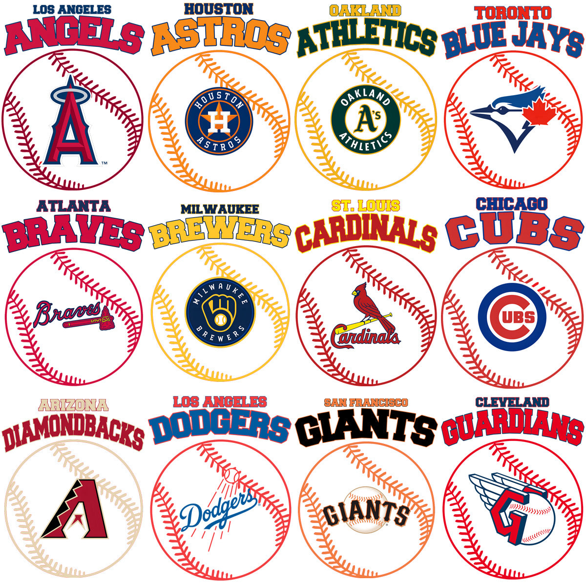 28 Baseball Teams Ball Line Logo Designs Bundle PNG