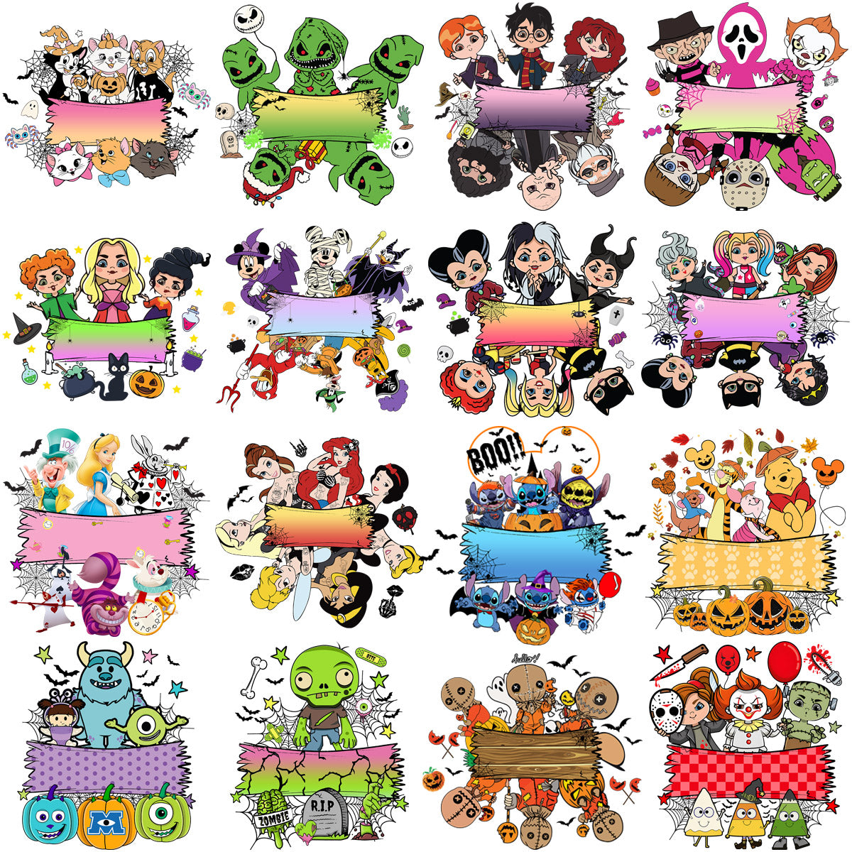 16 Halloween Squad Kids Add Name Designs Bundle PNG + Font