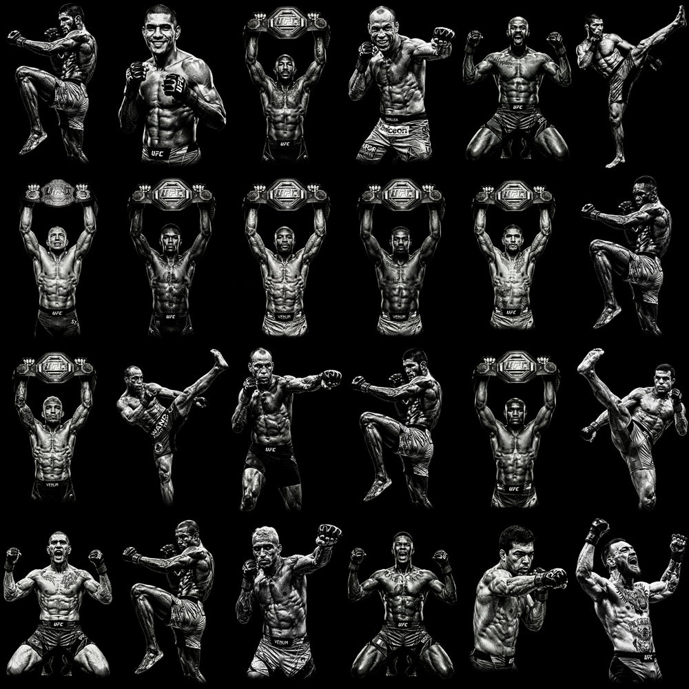 80 Combat Sports MMA Monochrome Halftone Designs Bundle PNG