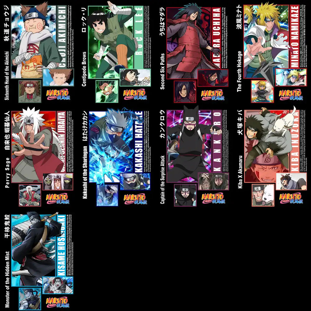 21 Anime Japan Naruto White + Black / Front and Back Designs Bundle PNG