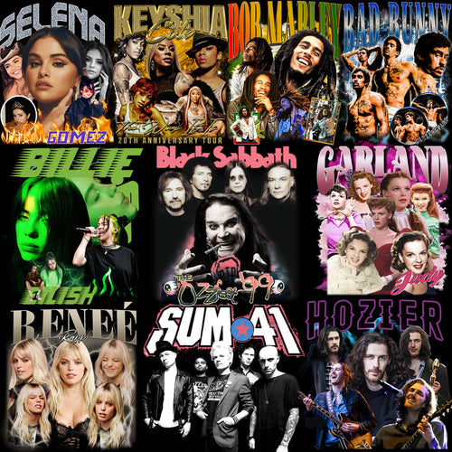 60 Celebrity Music Stars Bootleg Artists Designs Bundle PNG