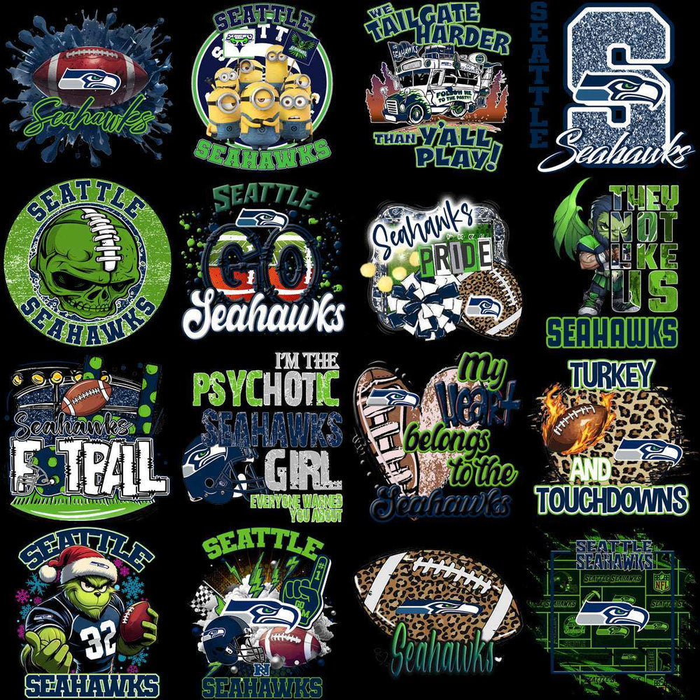 95 Mega Football Team Seattle Seahawks Mixed V4 Designs Bundle PNG