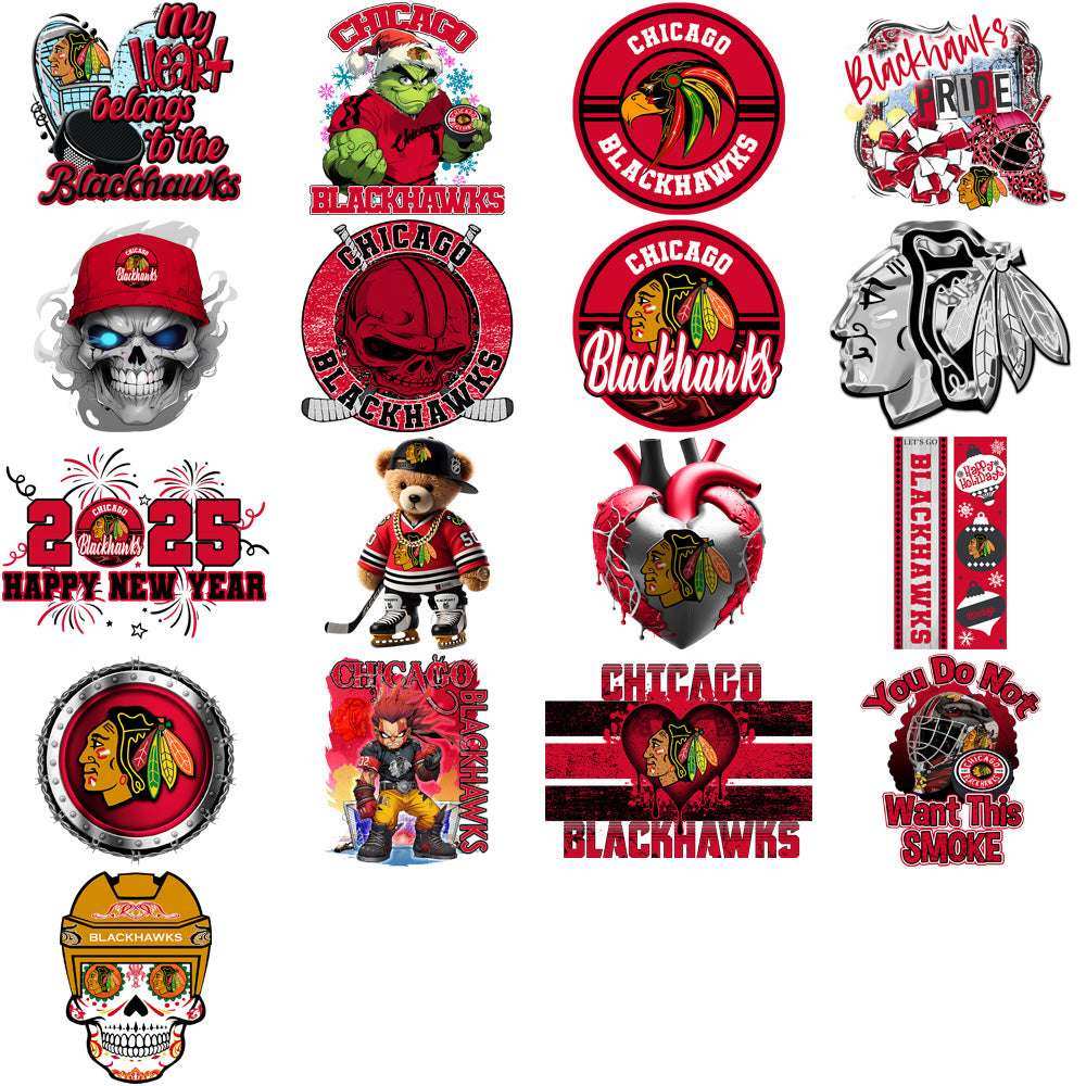 36 Chicago Blackhawks Ice Hockey Designs Bundle PNG
