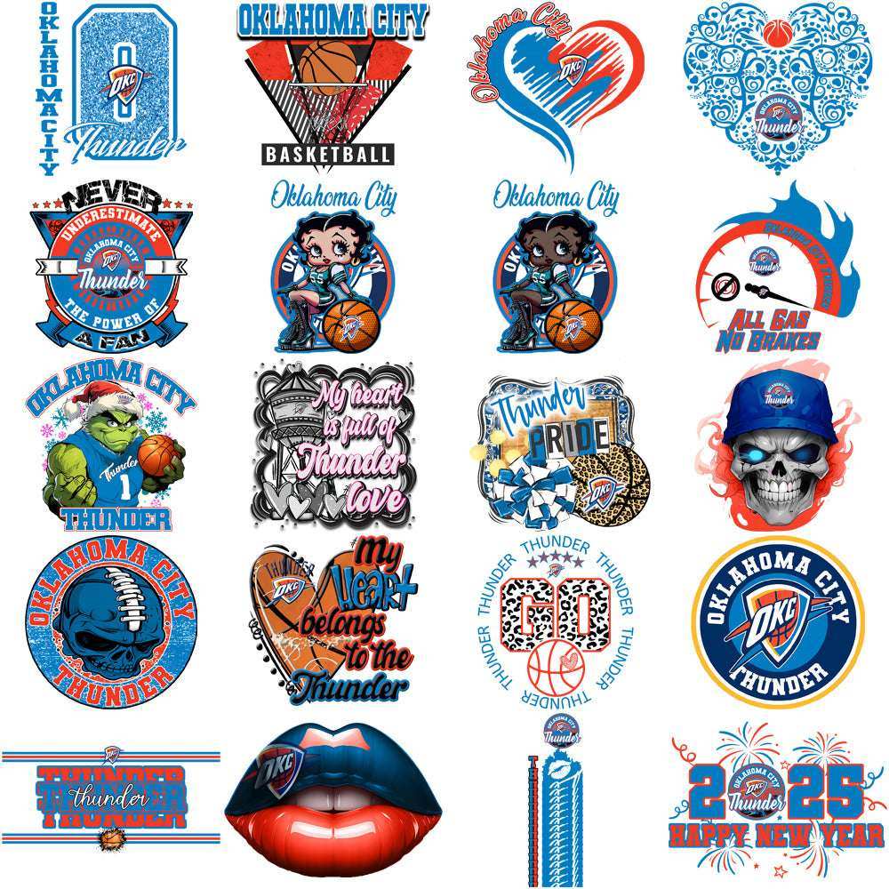48 Oklahoma City Thunder Basketball Designs Bundle PNG