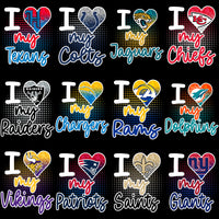 Load image into Gallery viewer, 32 Pro Football "I Love My Team" Glitter Heart Designs Bundle PNG
