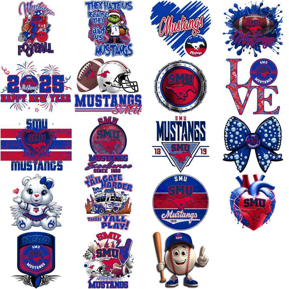 38 SMU Mustangs Designs Bundle PNG
