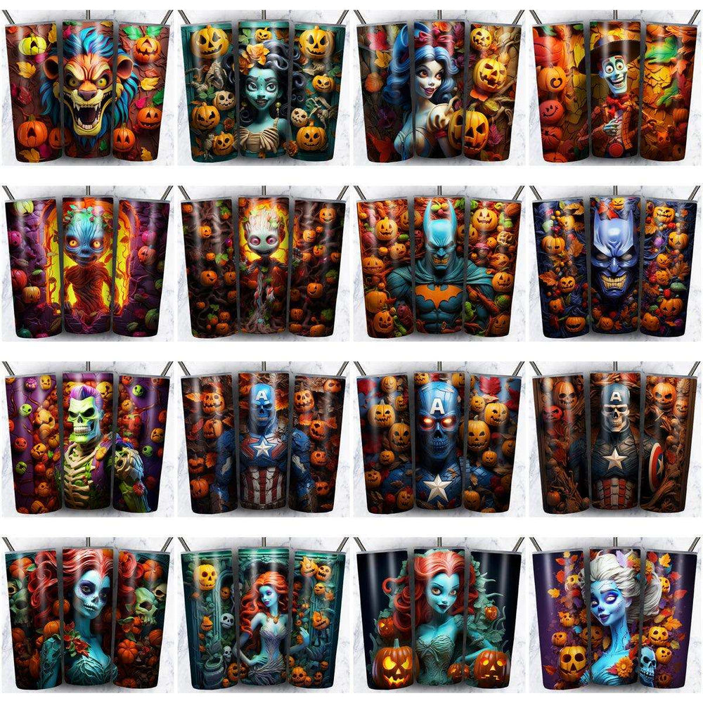 99 3D Horror Cartoon Tumbler Wrap Designs Bundle JPG