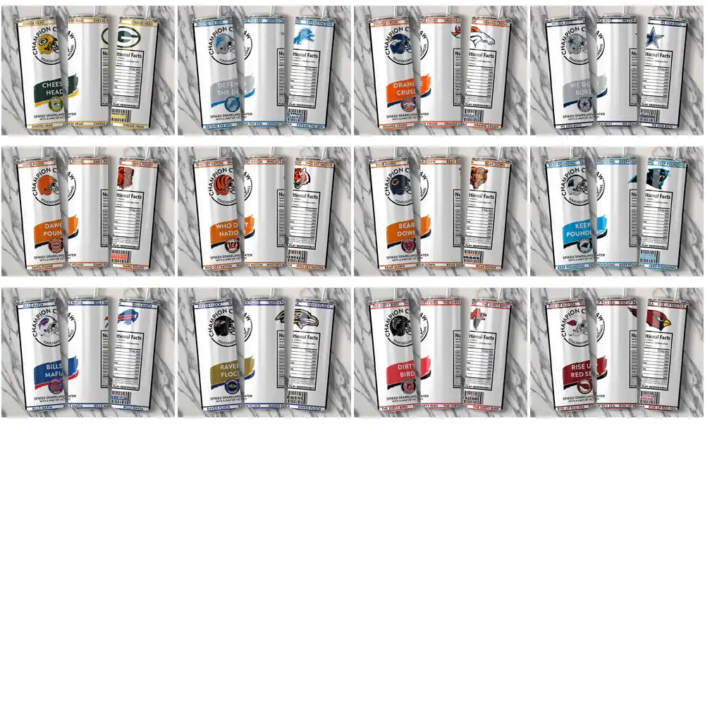 32 Football Teams White Claw Tumbler Wrap Bundle JPG