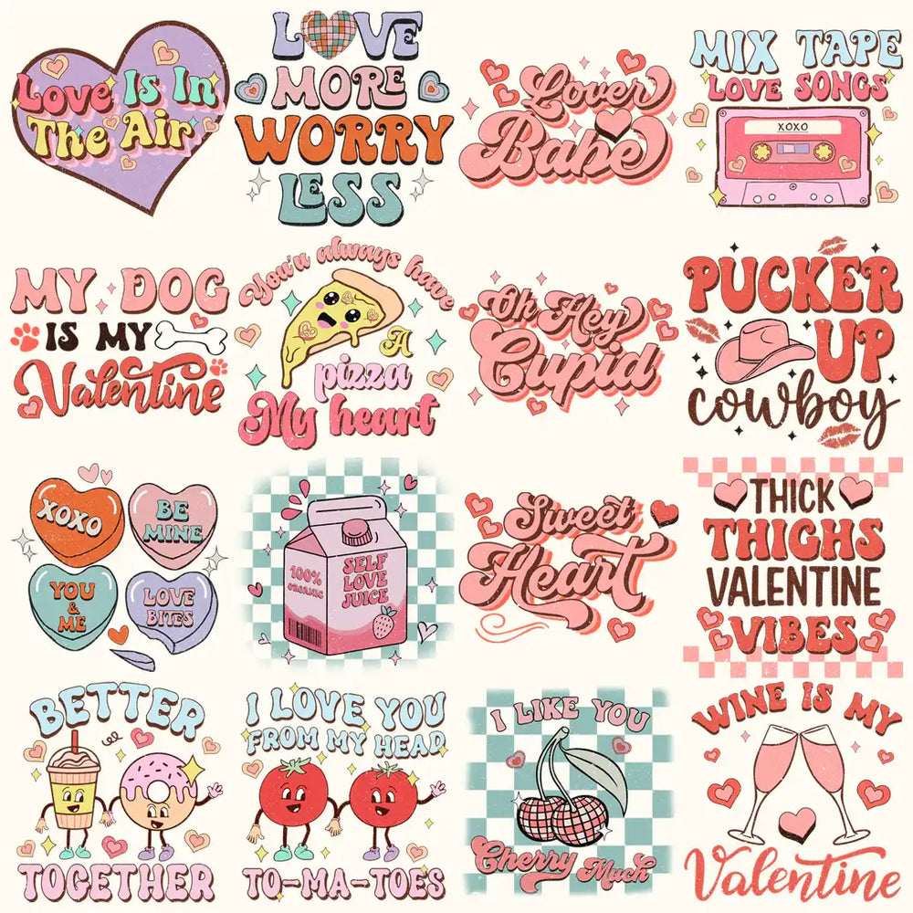 35 Retro Valentine Designs Bundle Png