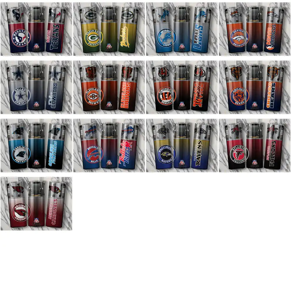 33 Football Teams Zippo Lighter Tumbler Wrap Bundle JPG