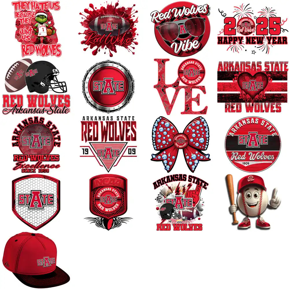 34 Arkansas State Red Wolves Designs Bundle PNG