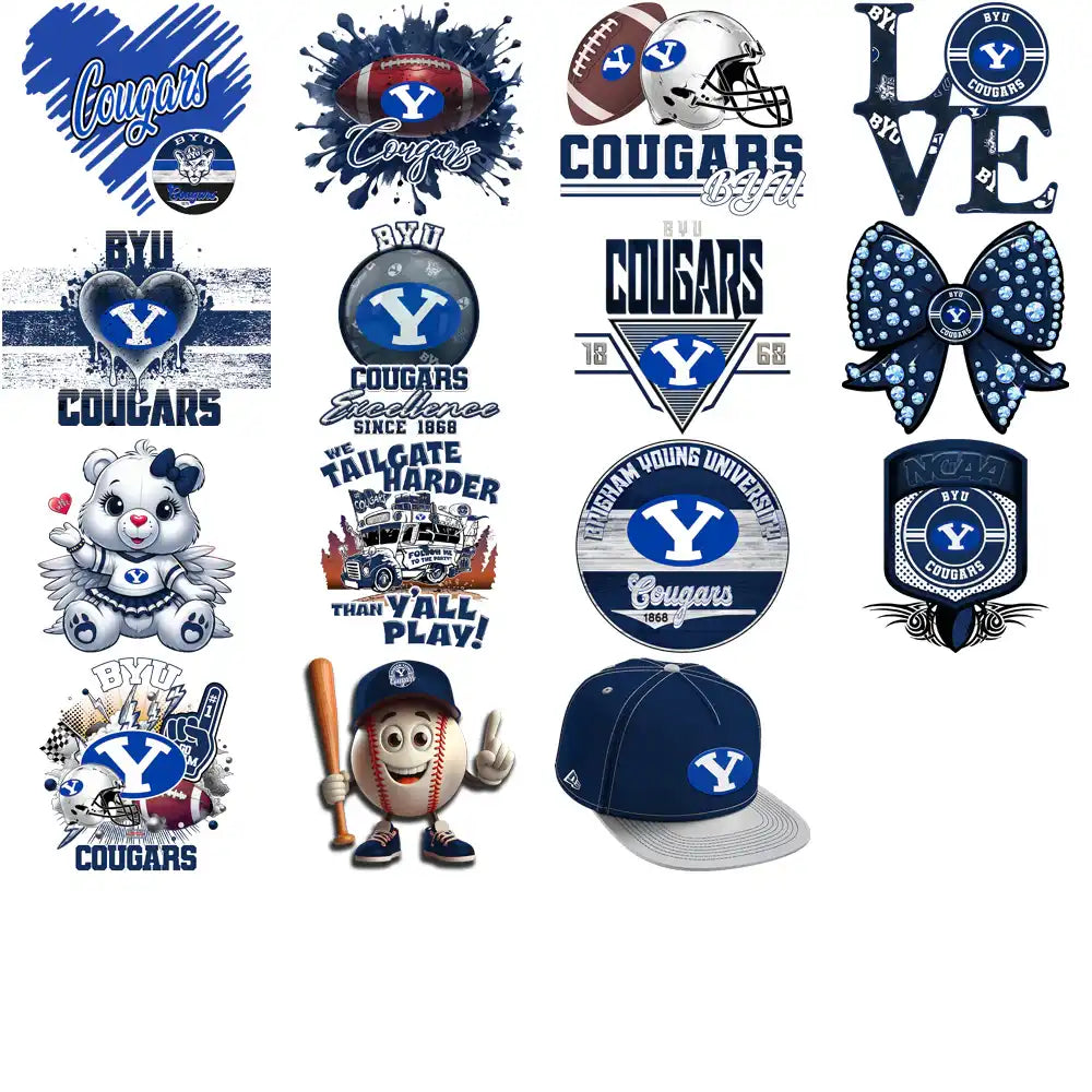 32 BYU Cougars Designs Bundle PNG