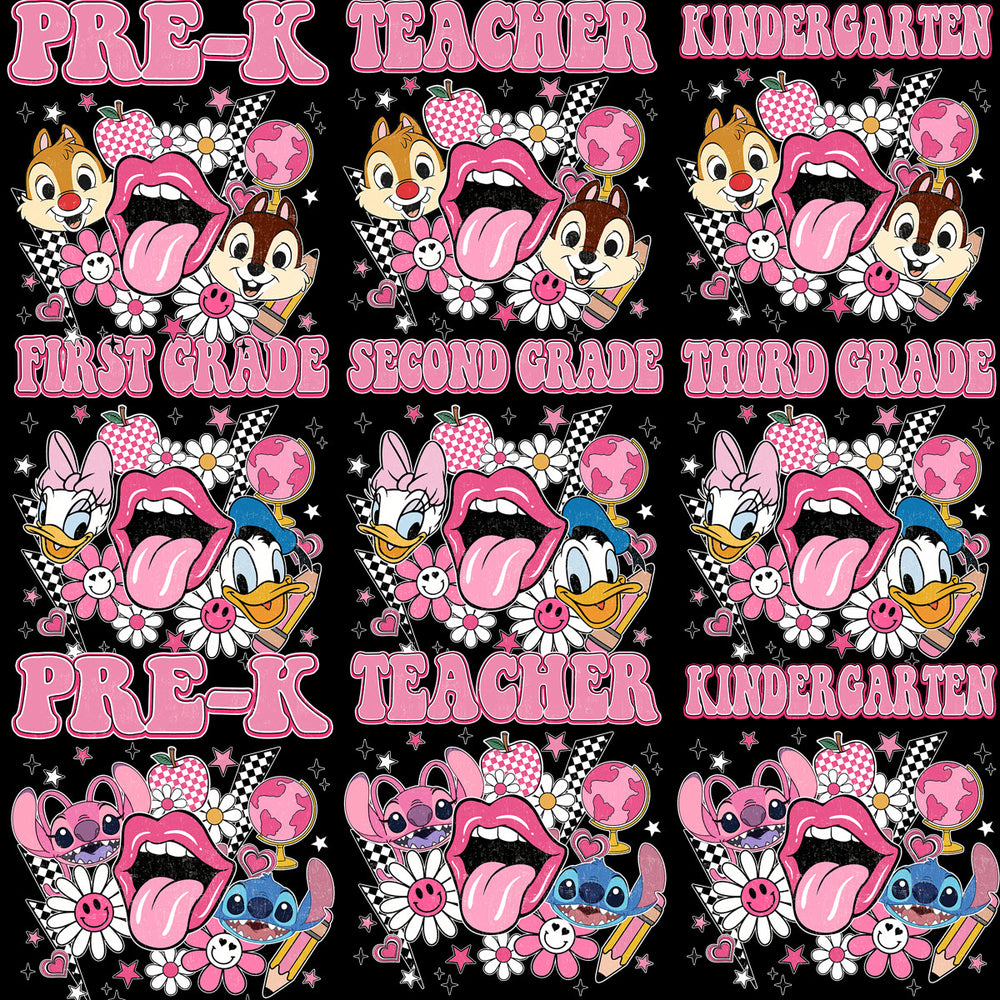 18 Back to School Kids Cartoon Couples Designs Bundle PNG